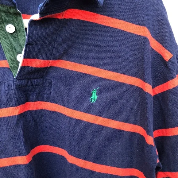 Polo by Ralph Lauren Navy & Red Striped Shirt size XL - Picture 2 of 10